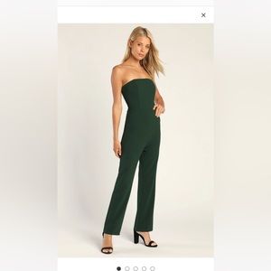 Special Evening Green Strapless Cutout Straight Leg Jumpsuit- worn only 1 time!